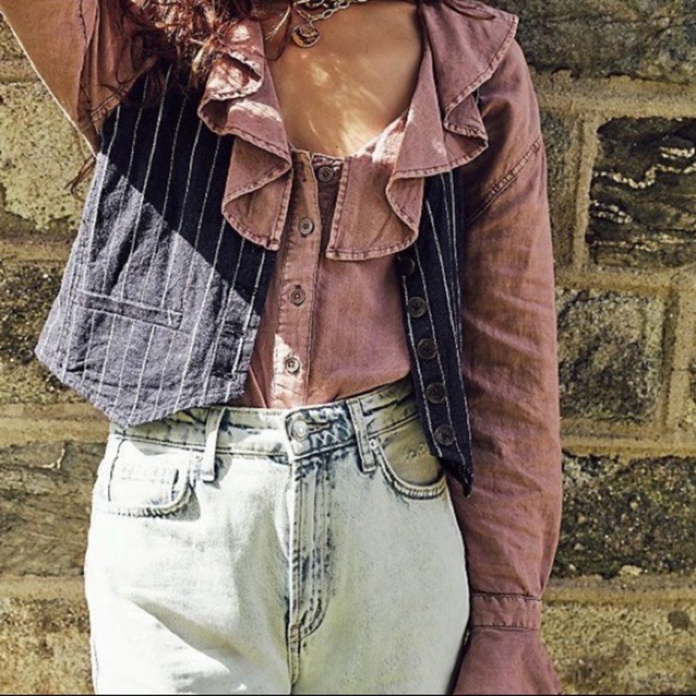 🚺 Free People Amber Ruffle Top *NEW* Size XS Mauve Pink